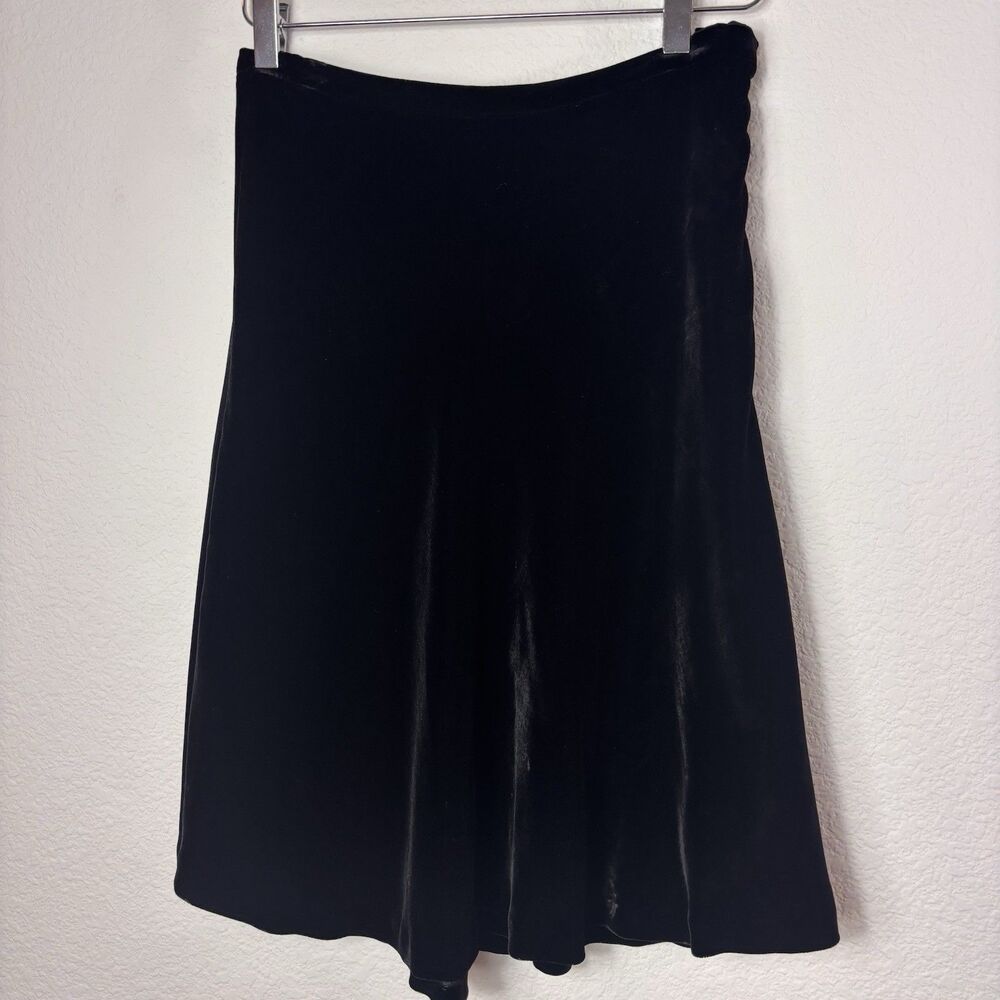 Ann Taylor Womens Velvet Skirt 6 Black Knee Length Full Twee Event Old Money